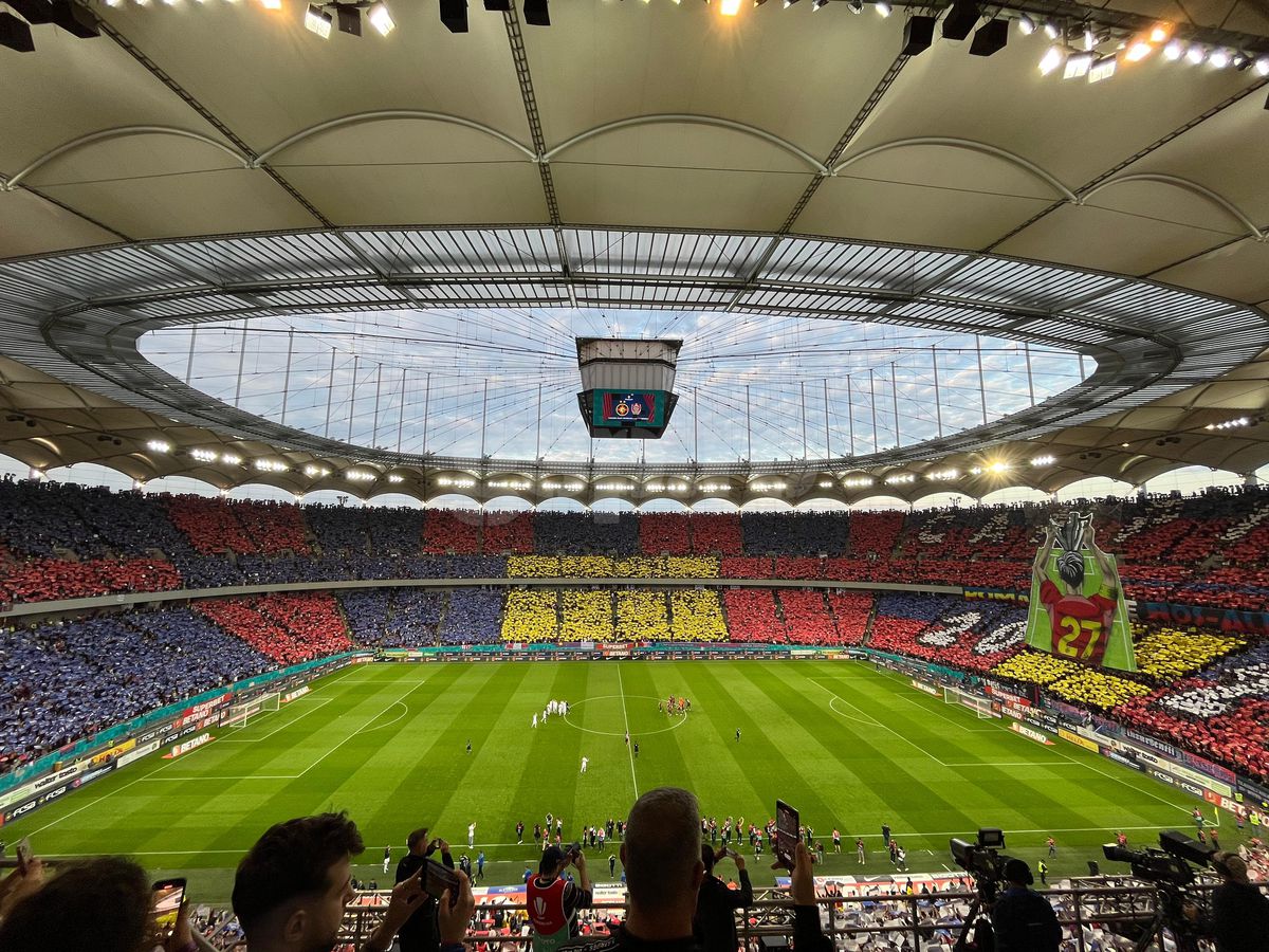 Scenografie pe întreg stadionul la FCSB - CFR Cluj! Imagini spectaculoase pe Arena Națională
