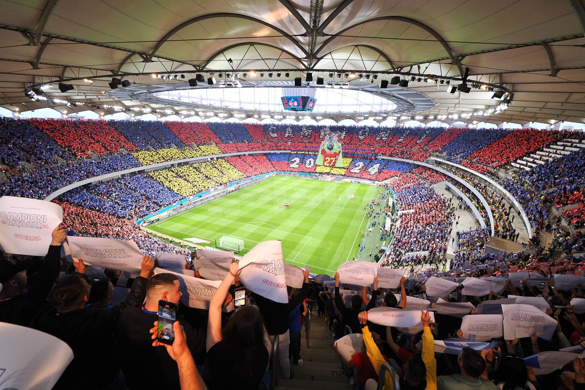 Scenografie pe întreg stadionul la FCSB - CFR Cluj! Imagini spectaculoase pe Arena Națională