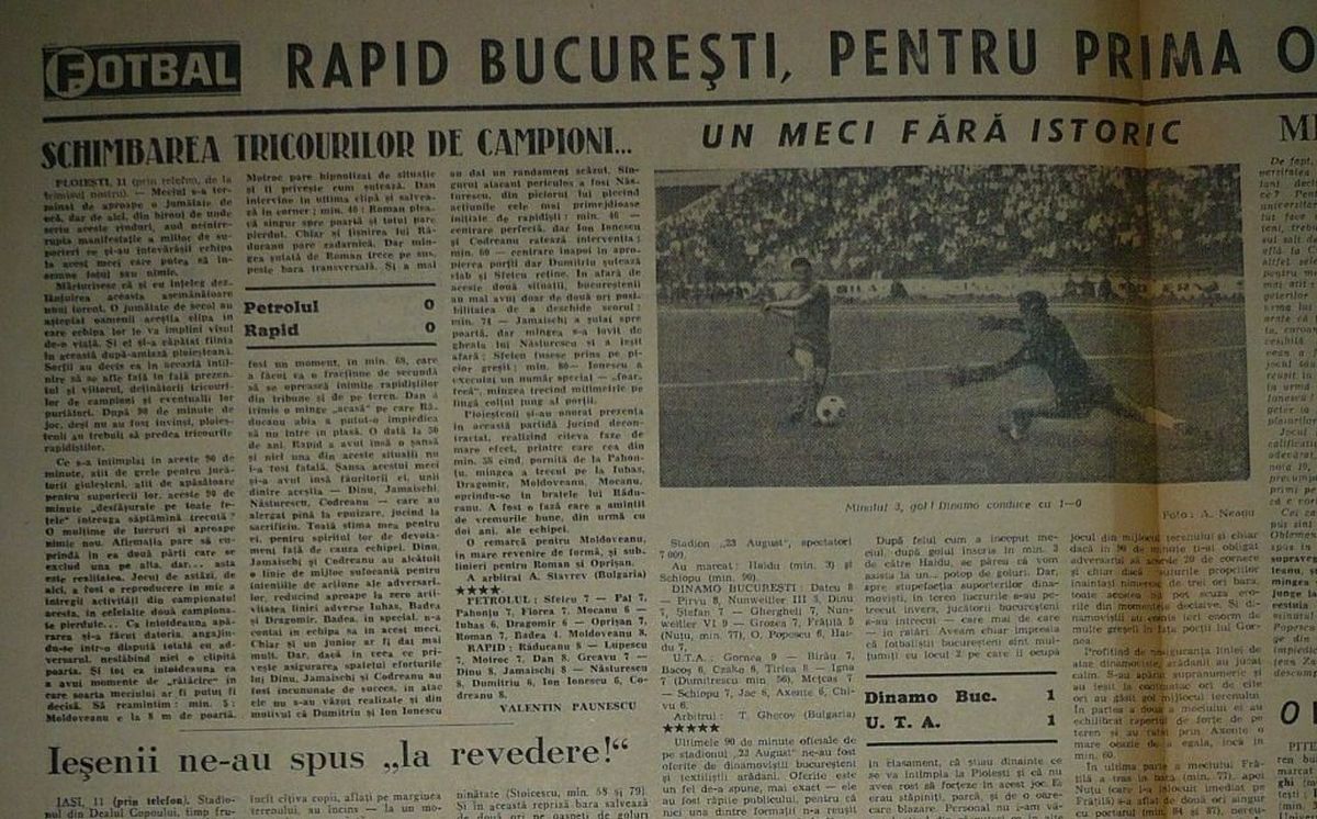 55 de ani de la primul titlu al Rapidului » Nichi Dumitriu: „Noi am fost zeii Giuleștiului. Doar Sabău și Lupu ar fi putut juca în echipa din '67. Pancu? A avut două viteze, mică și foarte mică!”