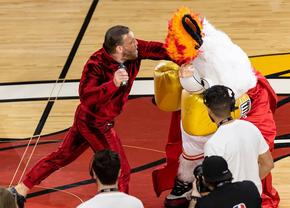 Dintr-o glumă, a ajuns la spital » Mascota de la Miami Heat s-a dus la Urgențe după loviturile primite de la Conor McGregor