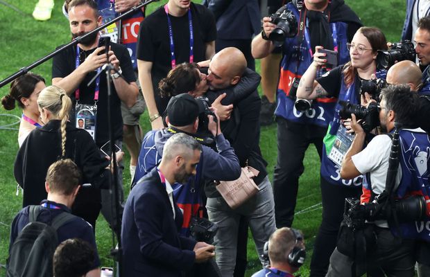 Apariție rarisimă! Pep Guardiola, momente tandre cu soția Cristina, după succesul din Champions League