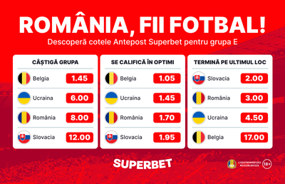 Cote de la 1.02 până la 17.00 pentru grupa noastră de la European. Vezi Anteposturile Superbet!