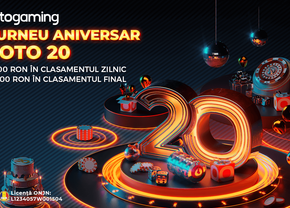 Sărbătorim 20 de ani de TotoGaming cu  1.500 RON pe zi la Turneul Aniversar!