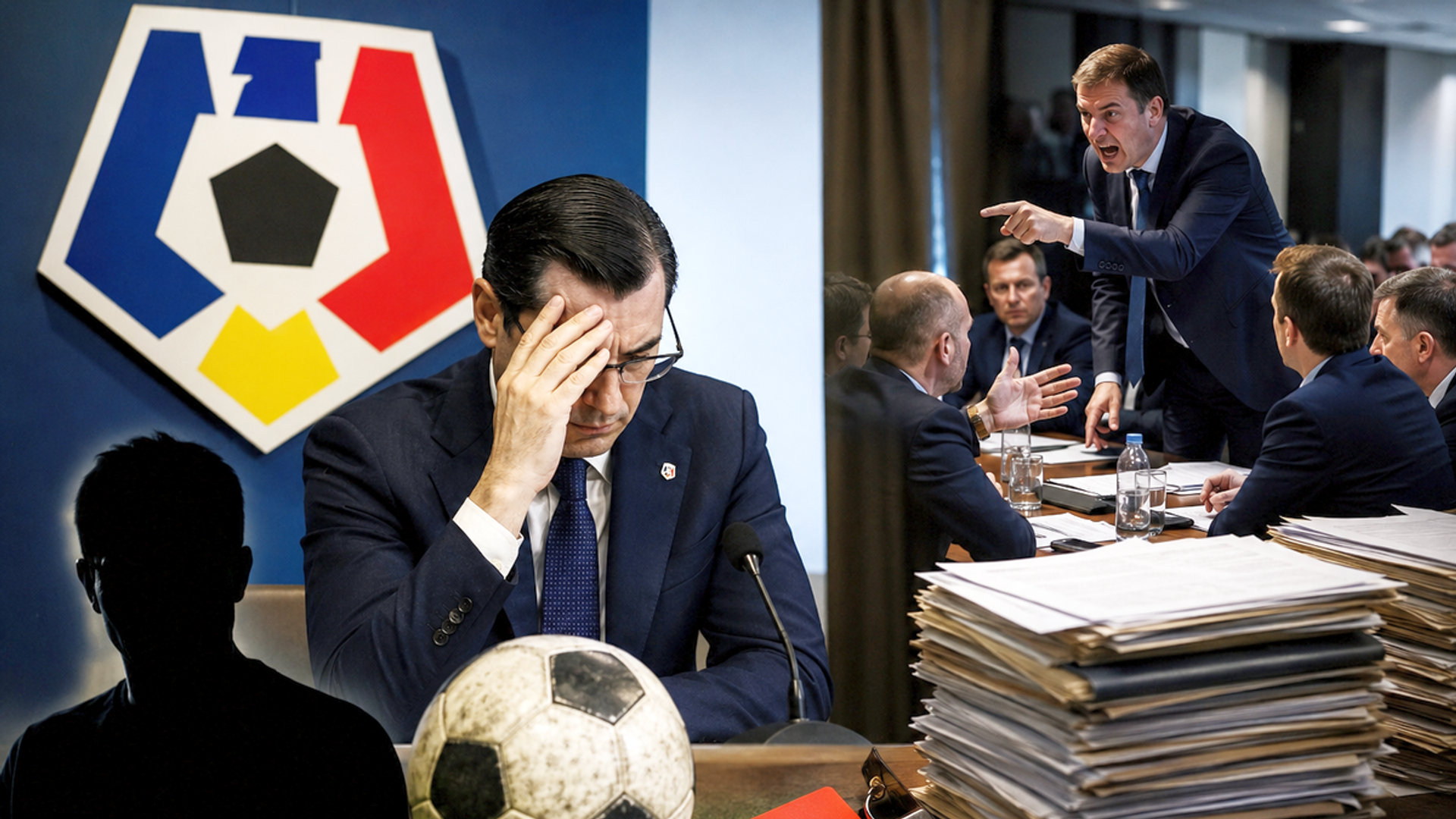 Președintele CSL Ștefăneștii de Jos semnează documente în birou, în contextul depunctării FRF și acuzațiilor de acte false fotbal cu risc de suspendare președinte. | sursa foto: Gazeta Sporturilor