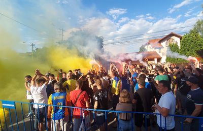 PETROLUL - RAPID. FOTO Atmosferă de derby și pe timp de coronavirus! Spectacol făcut de „lupii galbeni” la arena „Ilie Oană”, însă fără distanțare socială