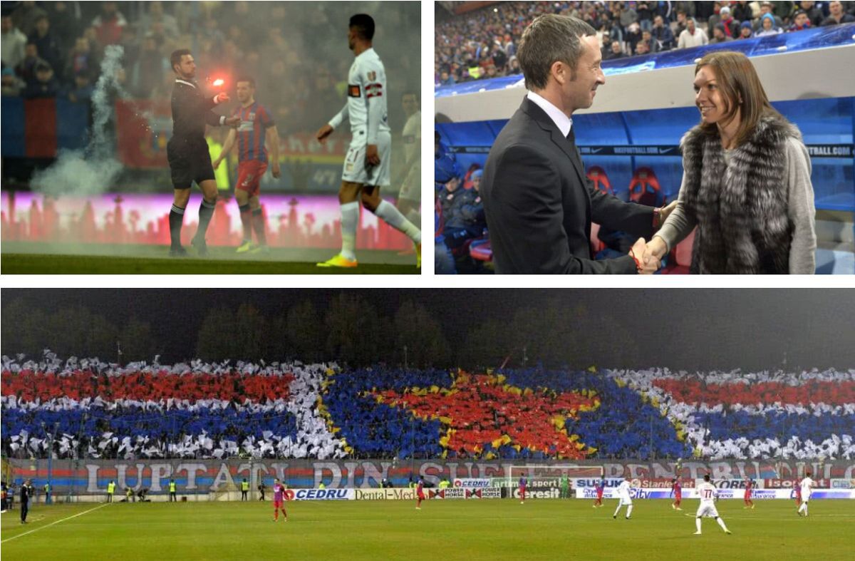 Imagini senzaționale de la ultimul FCSB - Dinamo jucat în Ghencea » Scenografii de senzație și ipostaze unice cu Halep, Mihai Stoica și arbitrul Alexandru Tudor