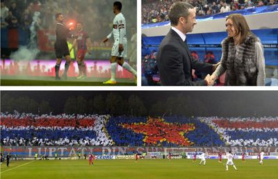 Imagini senzaționale de la ultimul FCSB - Dinamo jucat în Ghencea » Scenografii de senzație și ipostaze unice cu Halep, Mihai Stoica și arbitrul Alexandru Tudor