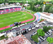 Cum arată gazonul stadionului „Eugen Popescu” din Târgoviște. FOTO: YouTube @Miros de Cer