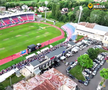 Cum arată gazonul stadionului „Eugen Popescu” din Târgoviște. FOTO: YouTube @Miros de Cer