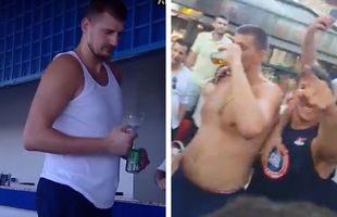 Imagini FABULOASE cu Nikola Jokic, la câteva ore după ce a primit medalia de la Jocurile Olimpice » Într-un maiou alb și cu berea în mână, s-a întors la marea dragoste