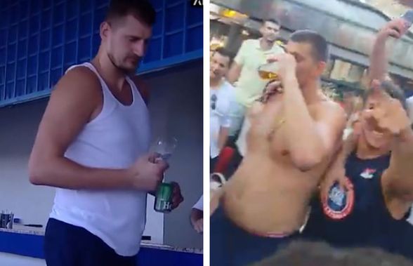 Imagini FABULOASE cu Nikola Jokic, la câteva ore după ce a primit medalia de la Jocurile Olimpice » Într-un maiou alb și cu berea în mână, s-a întors la marea dragoste