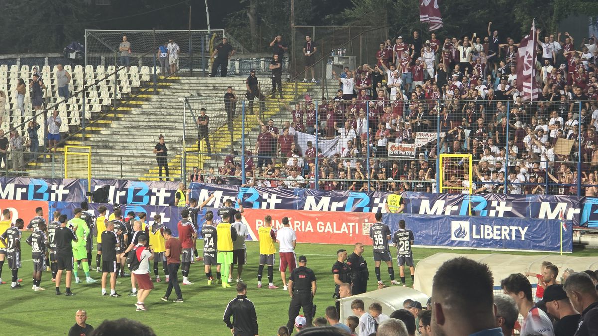 Ce s-a întâmplat la finalul partidei Oțelul Galați - Rapid. Foto: Cezar Titor (GSP)