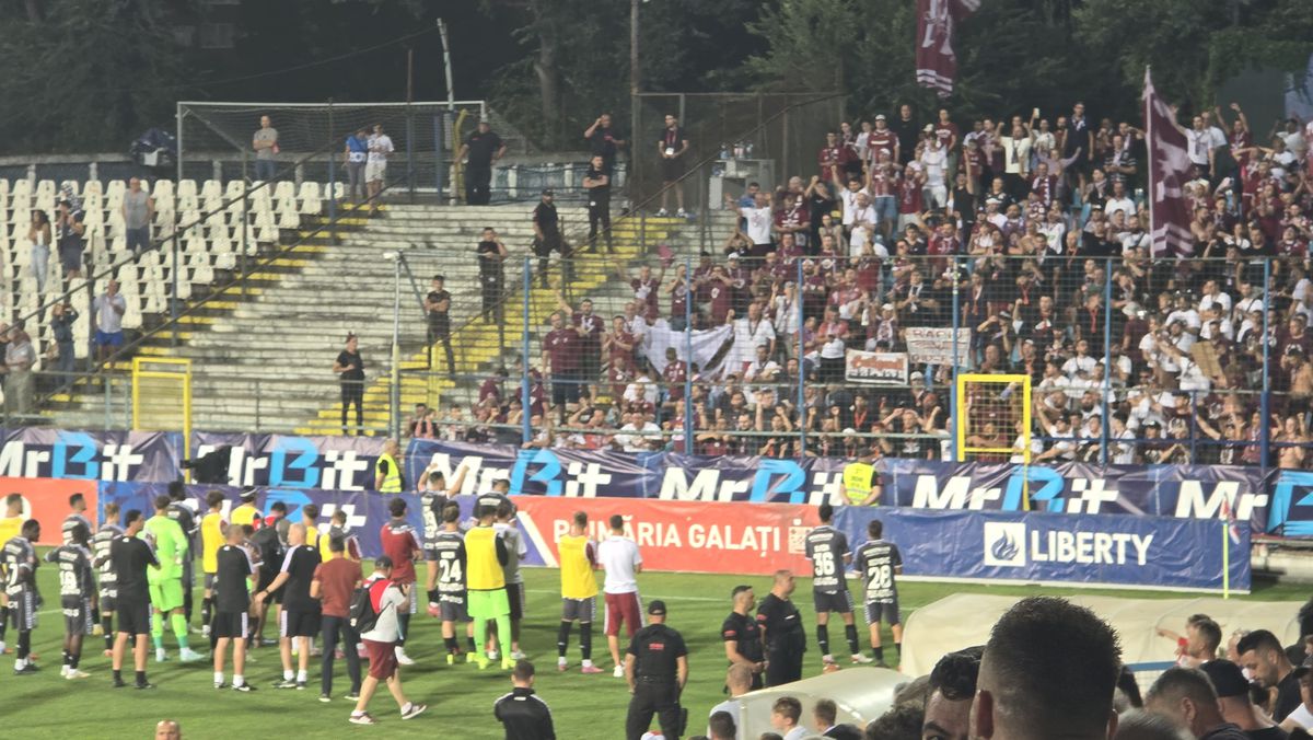 Ce s-a întâmplat la finalul partidei Oțelul Galați - Rapid. Foto: Cezar Titor (GSP)