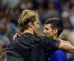 Novak Djokovic (34 de ani, #1 ATP) l-a învins pe Alexander Zverev (24 de ani, #4 ATP), scor 4-6, 6-3, 6-4, 4-6, 6-2 și s-a calificat în finala de la US Open. Foto: Imago