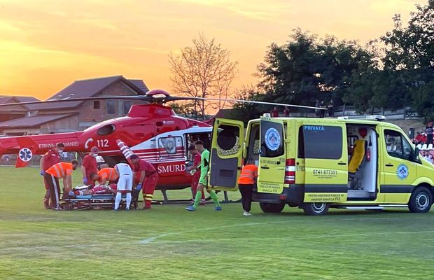 Starea portarului luat cu elicopterul SMURD de la un meci din Liga 3: „Veștile nu sunt îmbucurătoare”