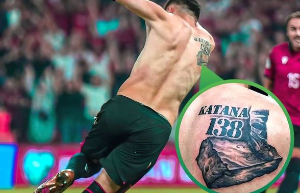Golul Albaniei a reaprins conflictul Serbia-Kosovo » Un jucător a arătat tatuajul cu un comandant al unei organizații paramilitare! Vor să-l suspende UEFA