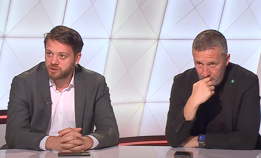 Victor Angelescu și Mihai Stoica în studioul Prima Sport / foto: captură de ecran YouTube