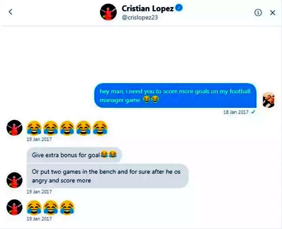 Un fan i-a scris lui Cristian Lopez, pentru că fostul atacant de la CFR Cluj nu marca la Football Manager » Ce i-a răspuns fotbalistul :D