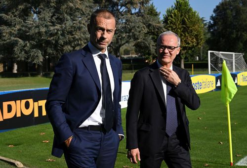 Aleksander Ceferin (stânga), alături de Giorgio Marchetti, secretar general adjunct la UEFA Foto: Guliver/GettyImages