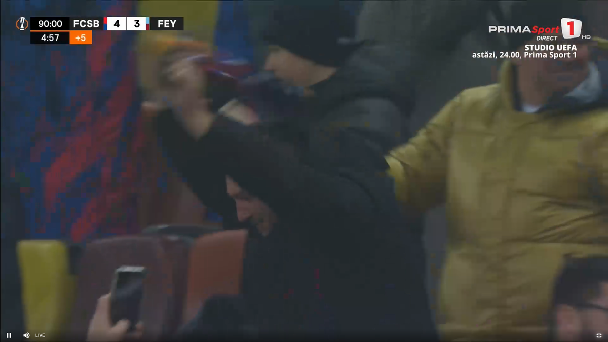 Bucurie dezănțuită la golul de 4-3 în FCSB - Feyenoord