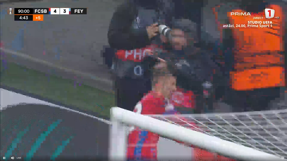 Bucurie dezănțuită la golul de 4-3 în FCSB - Feyenoord