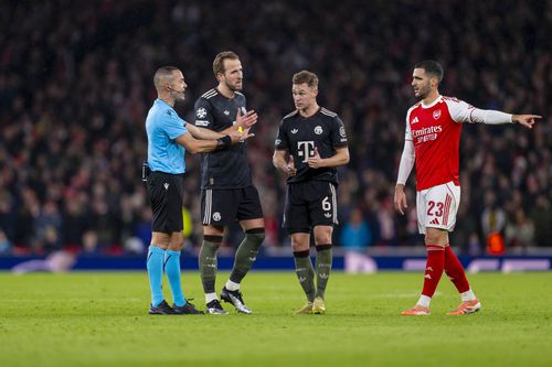 Harry Kane, Joshua Kimmich și Mikel Merino în Arsenal - Bayern Munchen / Foto: Imago Images