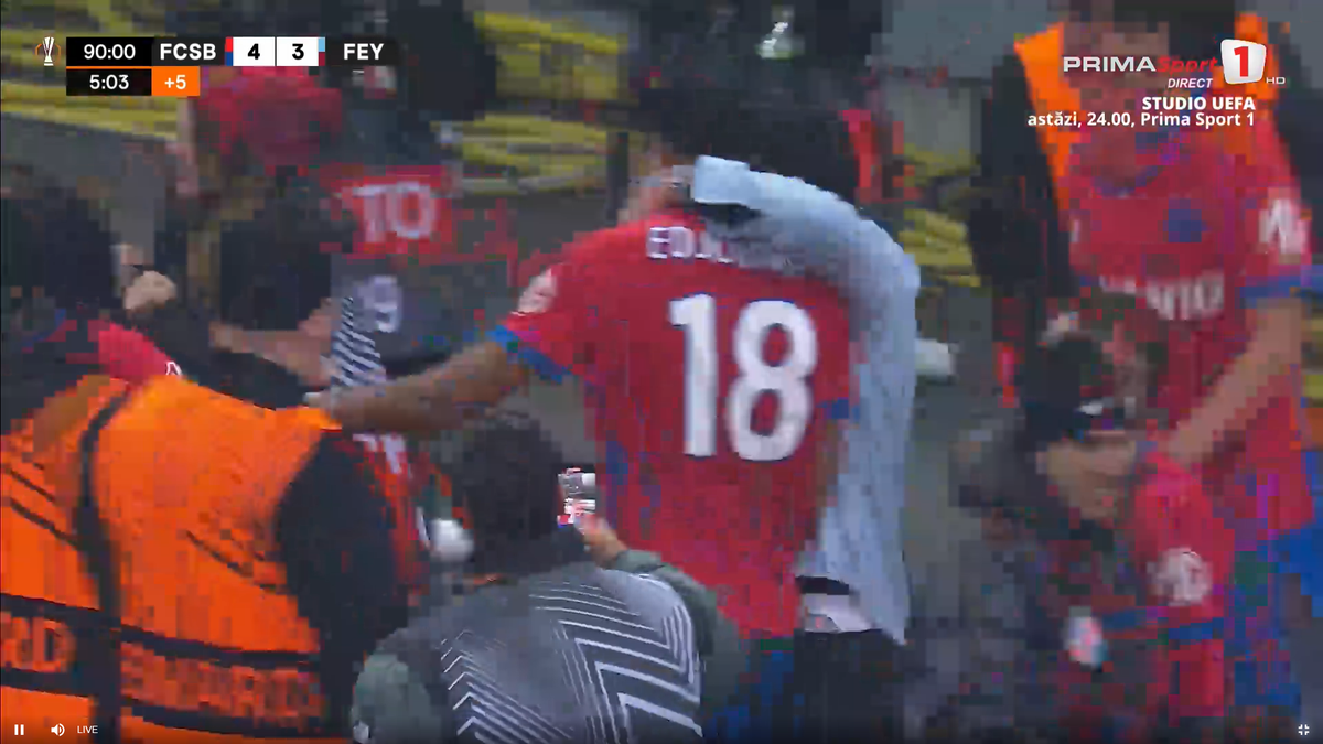 Bucurie dezănțuită la golul de 4-3 în FCSB - Feyenoord