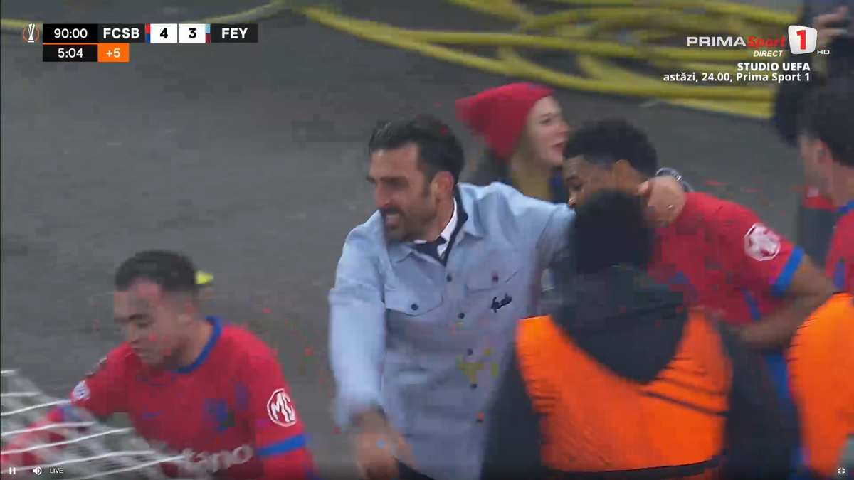 Bucurie dezănțuită la golul de 4-3 în FCSB - Feyenoord