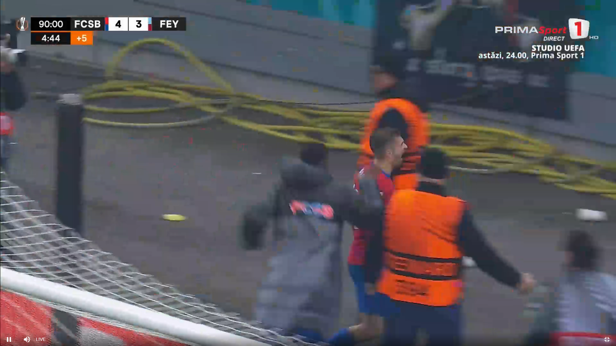Bucurie dezănțuită la golul de 4-3 în FCSB - Feyenoord