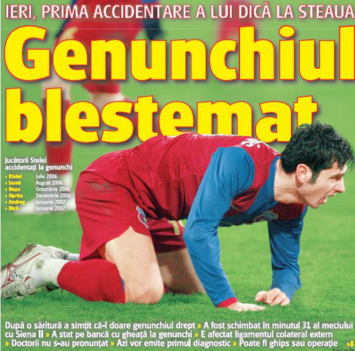 Nicolae Dică și accidentarea teribilă din ianuarie 2007 » S-a „rupt” în cantonament, chiar mai grav decât Olaru!