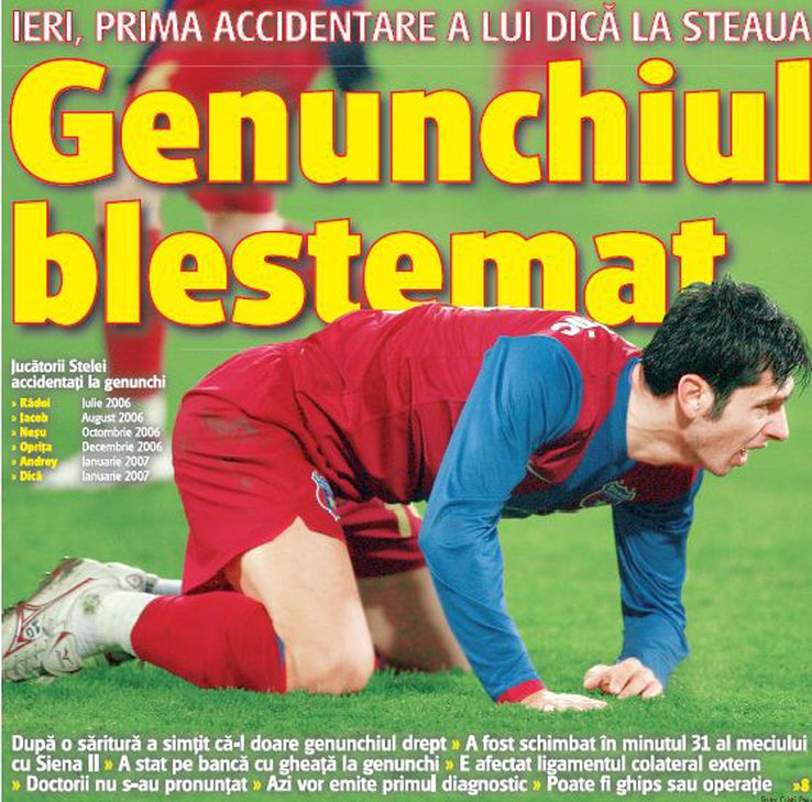 Accidentarea lui Dică din ianuarie 2007, în paginile GSP