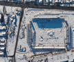 Stadionul „Eroii Timișoarei”, sub zăpadă / foto: Politehnica Timișoara