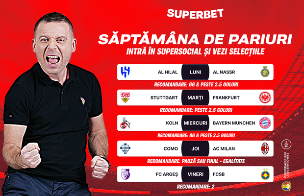 Săptămâna de pariuri începe cu dreptul doar în SuperSocial