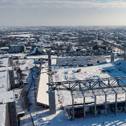 Stadionul „Eroii Timișoarei”, sub zăpadă / foto: Politehnica Timișoara