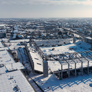 Stadionul „Eroii Timișoarei”, sub zăpadă / foto: Politehnica Timișoara