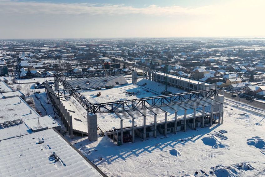 Stadionul „Eroii Timișoarei”, sub zăpadă / foto: Politehnica Timișoara