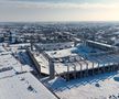 Stadionul „Eroii Timișoarei”, sub zăpadă / foto: Politehnica Timișoara