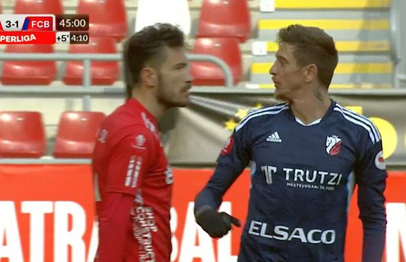 Jucător de la FC Botoșani, gest golănesc în meciul cu UTA Arad: și-a scuipat un adversar în față! Arbitrul n-a sancționat infracțiunea comisă în apropierea lui