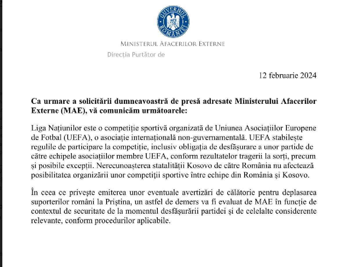 Cum s-a apărat România la UEFA în cazul incidentelor de la meciul cu Kosovo » În ce categorie a încadrat forul european cazul
