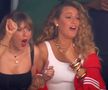 Taylor Swift și Blake Lively (în dreapta), în timpul Super Bowl