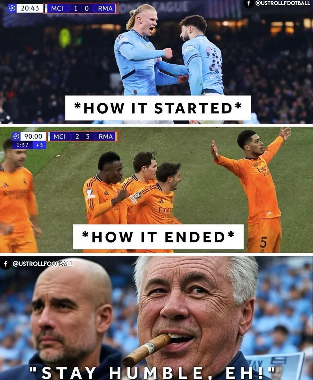 Liber la glume! Cele mai haioase meme-uri după Manchester City - Real Madrid 2-3: „Stop crying your heart out, Pep” 