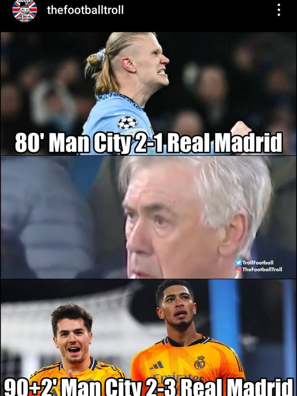 Manchester City - Real Madrid 2-3. „Avalanșă” de glume după o nouă revenire de răsunet în fața lui Guardiola: meme-urile care au invadat internetul