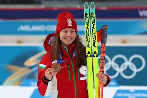 Biatlonista bulgară Lora Hristova, medaliată cu bronz în proba de 15 km individual la JO de la Milano-Cortina 2026 / Foto: Guliver / Getty Images