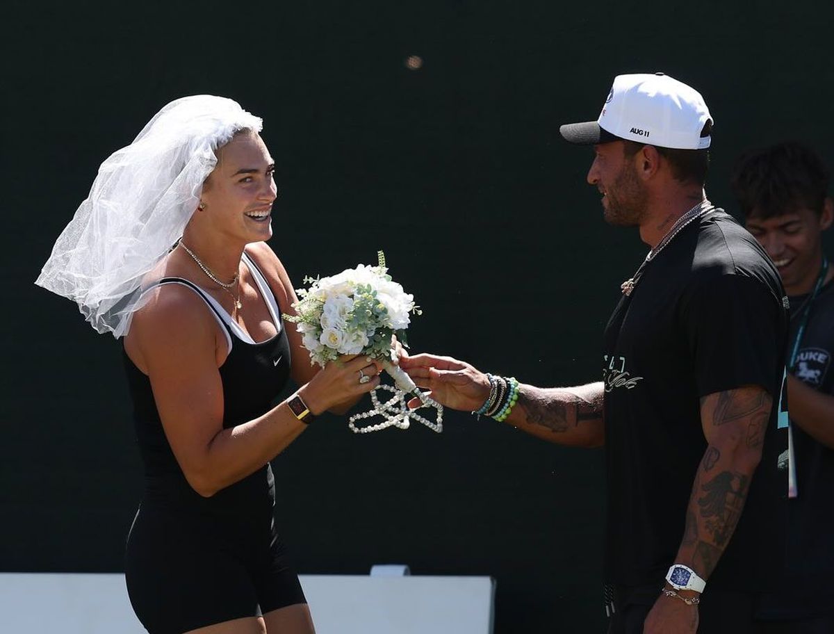 Aryna Sabalenka a apărut cu voal de mireasă la Indian Wells // foto: Instagram