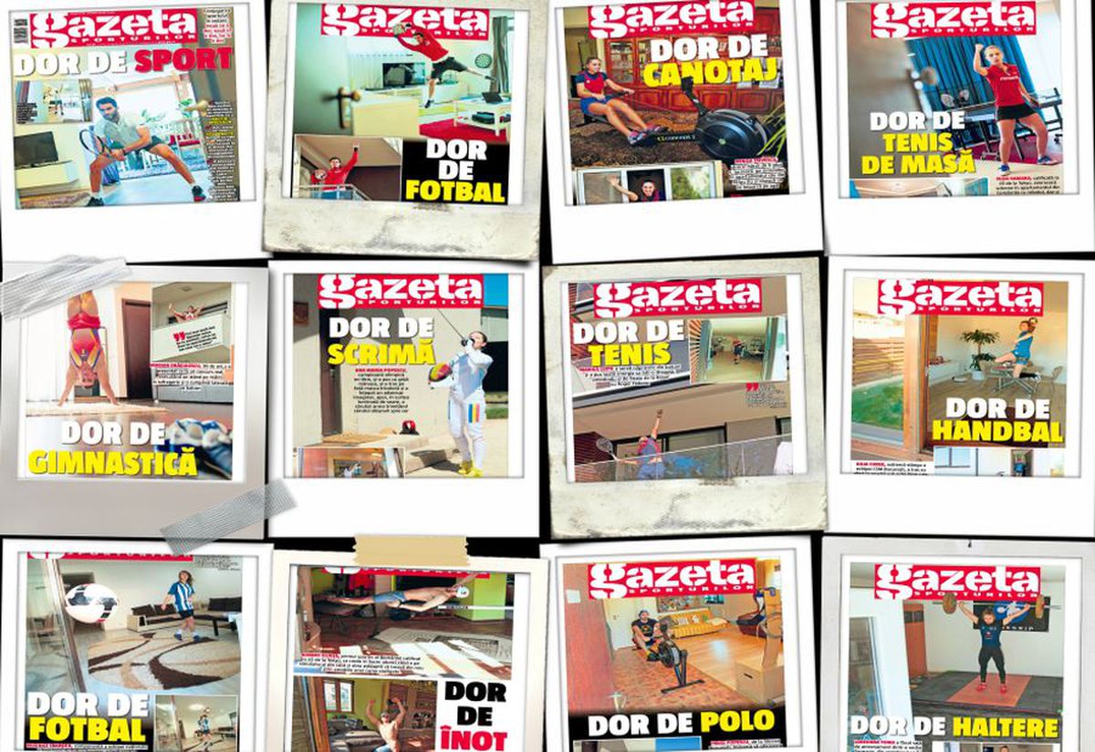 DOR DE SPORT » Ediție specială a Gazetei de azi: ziar cu 12 coperte! Sportivii s-au lăsat fotografiați în casele lor, gata echipați de competiții