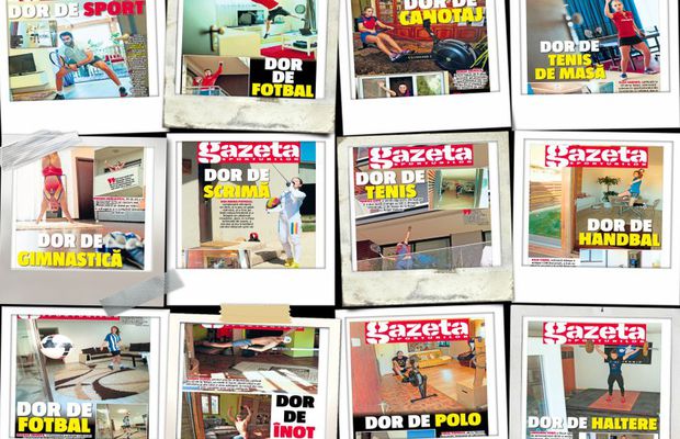 DOR DE SPORT » Ediție specială a Gazetei de azi: ziar cu 12 coperte! Sportivii s-au lăsat fotografiați în casele lor, gata echipați de competiții