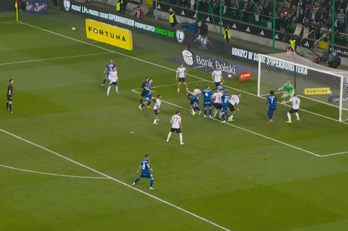 Otto Hindrich, gol încasat în minutul 90+6 în meciul cu Gornik Zabrze / foto: captură YouTube @Ekstraklasa TV