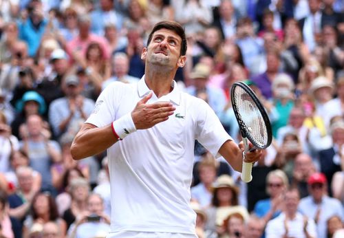 Djokovic după victoria de la Wimbledon 2019, foto: Guliver/gettyimages