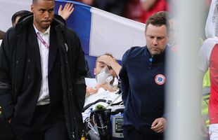Eriksen a fost stabilizat la spital, după ce s-a prăbușit pe teren » Vorbește și respiră singur
