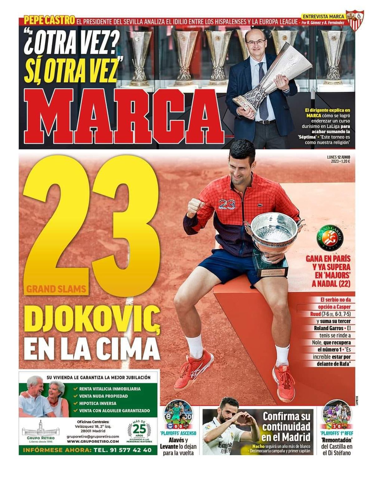 Prima pagină - Novak Djokovic, campion la Roland Garros